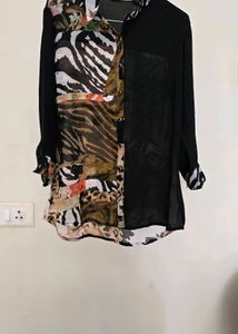 Unique Animal Print Button Down Top