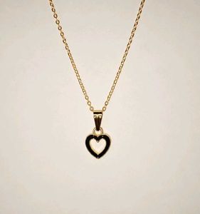 Gold Black Heart Necklace