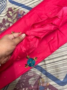 Vibrant Pink Embroidered unstitch suit with Dupatt