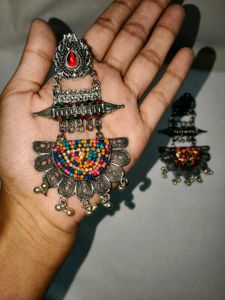 Boho Multicolor Beaded Dangle Earrings, New