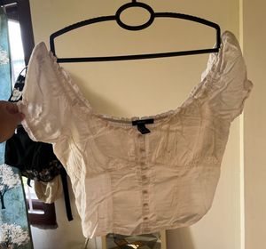 Chic White Puff Sleeve Crop Top