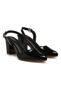 Chic Black Patent Slingback Heels