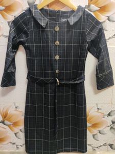 Black check dress for girls