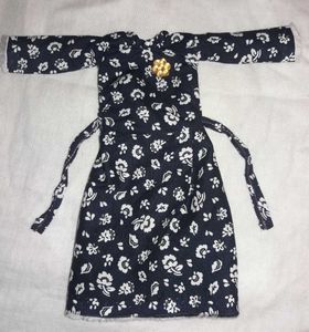 Navy Floral Print Midi Dress