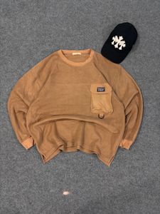Cozy Brown Fleece Pocket Sweatshirt