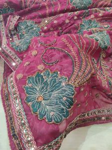 Embroidered georgette shiffon Saree n blouse 🇱🇻