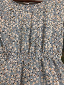 Blue Floral Print Maxi Dress