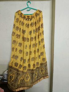 Yellow Elephant Print Ethnic Skirt