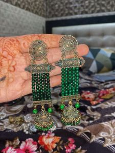 combo Elegant Green Jhumka Earrings