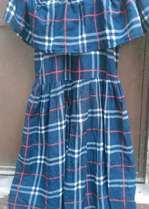 Black &amp; White Plaid Off-Shoulder dress