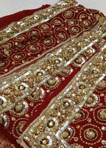 bridal full work Maroon Sequin Dress Material