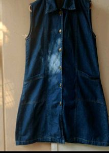 Sleeveless Denim Button-Up Dress🍓