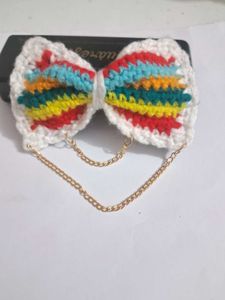 Handmade Crochet Rainbow Bow Hair Clip🌈