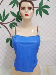 (200)Blue Faux Leather Bodysuit