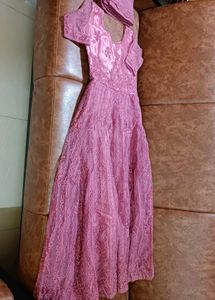 Elegant Mauve Party Wear Gown With Dupatta