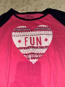 Cute Pink "FUN" Heart Long Sleeve Top
