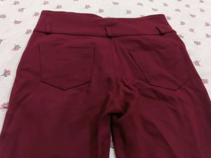 Maroon High-Waisted Skinny Pants
