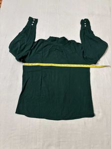 Elegant Dark Green Mock Neck Top