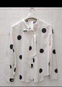 New with tag Korean Polka Dot Bow Blouse