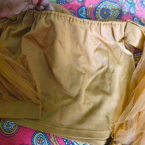 Mustard Yellow Mesh Sleeve Top