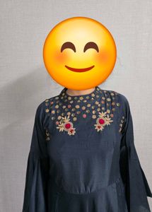 Elegant Dark Grey Embroidered Gown