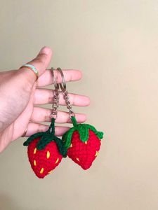 Cute Crochet Strawberry Keychains-2