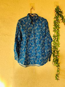 Stylish Blue Paisley Print Shirt