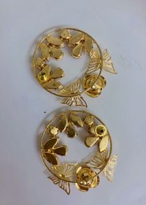 Exquisite Gold Butterfly &amp; Rose Earrings