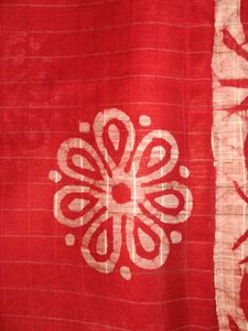 Red Block Print Cotton Saree