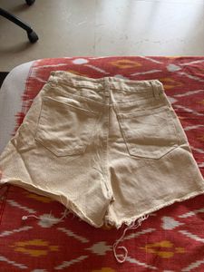 Cream Beige Denim Shorts