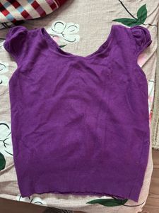 Purple Beaded Neckline Top