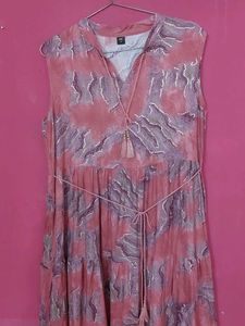 Pink Abstract Print Maxi Dress