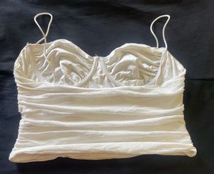 Pretty White Ruched Corset Top