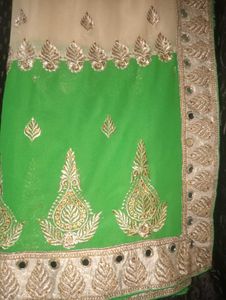 Embroidered Saree with Mirror Work