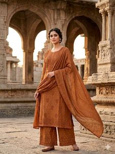 Premium Dot Chanderi Lucknowi Chikankari 3-Pcs Set