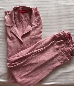 Chic Pink Crinkle Kurta Set