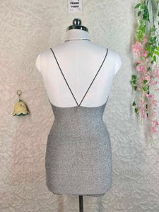 H&amp;M Sparkly Silver Mini Dress