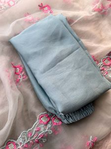 Elegant Blue Kurta Set with Pink Embroidery