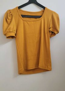 Mustard Yellow Puff Sleeve Top