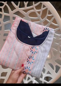 Striped Floral Print Kurta