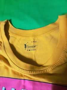 Graphic Typography Printed Mustard Yellow Tshirt