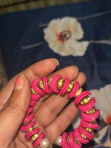 Pink &amp; Gold Beaded Bracelet
