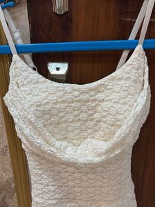 Chic White Lace Mini Dress Padded