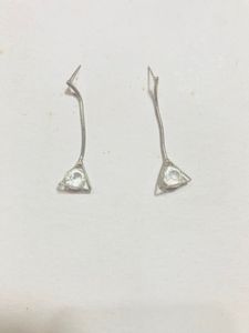Silver Tone Triangle Drop Earrings