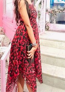 Chic Red Leopard Print Dress