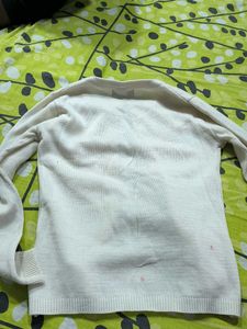Cream Embroidered Button-Up Cardigan