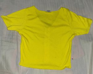 V-Neck Button-Up yellow Top