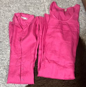 Duanghamol Pink shirt Dress with inner