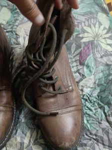 Vintage Leather Lace-Up Ankle Boots