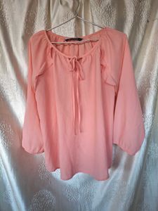 Peach Blouse with Bell Sleeves